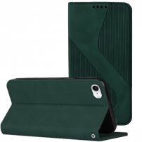 Carcasă flip din piele cu model pentru iPhone SE (2020/2022) / 8 / 7 - verde închis