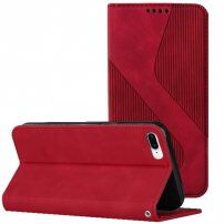 Carcasă flip din piele cu model pentru iPhone 7 Plus / 8 Plus - roșu