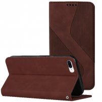 Carcasă flip din piele cu model pentru iPhone 7 Plus / 8 Plus - maro