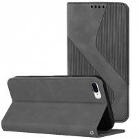 Carcasă flip din piele cu model pentru iPhone 7 Plus / 8 Plus - gri