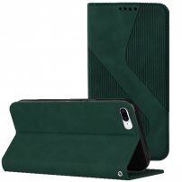 Carcasă flip din piele cu model pentru iPhone 7 Plus / 8 Plus - verde închis