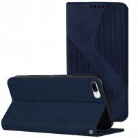 Carcasă flip din piele cu model pentru iPhone 7 Plus / 8 Plus - albastru închis