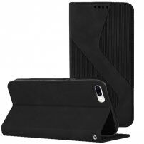 Carcasă flip din piele cu model pentru iPhone 7 Plus / 8 Plus - negru