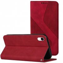 Carcasă flip din piele cu model pentru iPhone XR - roșu