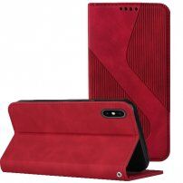 Carcasă flip din piele cu model pentru iPhone X / XS - roșu