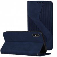 Carcasă flip din piele cu model pentru iPhone X / XS - albastru închis