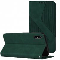 Carcasă flip din piele cu model pentru iPhone XS Max - verde închis