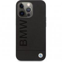 BMW Leather Hot Stamp husă pentru iPhone 14 Pro Max - negru