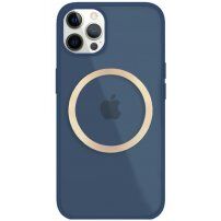 Husă transparentă, strălucitoare cu MagSafe pentru iPhone 11 Pro Max - albastru închis