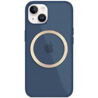 Husă transparentă, strălucitoare cu MagSafe pentru iPhone 14 Plus - albastru închis