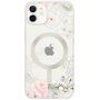Husă transparentă mată florală cu MagSafe pentru iPhone 12 / 12 Pro - trandafiri