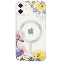 Husă transparentă mată florală cu MagSafe pentru iPhone 12 / 12 Pro - naturală