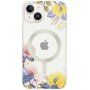 Husă transparentă mată florală cu MagSafe pentru iPhone 14 - naturală