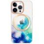 Husă transparentă cu modelul acuarelor cu MagSafe pentru iPhone 14 Pro Max - albastru