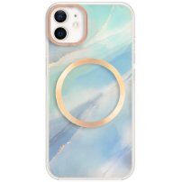 Husă din marmură cu MagSafe pentru iPhone 11 - albastru