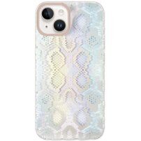 Husă cu modelul pielii de șarpe pentru iPhone 14 Plus - mov pastel