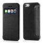 Husă flip cu fereastră, pentru iPhone SE (2016) / 5 / 5S - negru