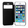 Husă flip cu fereastră, pentru iPhone SE (2016) / 5 / 5S - negru