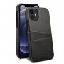 Husă din piele cu buzunare carduri pentru iPhone 12 / 12 Pro - negru