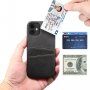 Husă din piele cu buzunare carduri pentru iPhone 12 / 12 Pro - negru