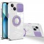 Curea magnetică din piele cu detalii metalice pentru iPhone 14 Plus - violet