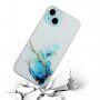 Husă transparentă cu model de marmură pentru iPhone 14 Plus - albastru