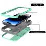 Husă durabilă cu spațiu pentru carduri și oglindă pentru iPhone 14 Pro Max - mentol