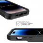 Husă durabilă cu spațiu pentru carduri și oglindă pentru iPhone 14 Pro Max - negru