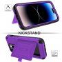 Husă durabilă cu spațiu pentru carduri și oglindă pentru iPhone 14 Pro Max - violet