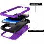 Husă durabilă cu spațiu pentru carduri și oglindă pentru iPhone 14 Pro Max - violet