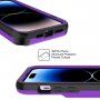 Husă durabilă cu spațiu pentru carduri și oglindă pentru iPhone 14 Pro Max - violet