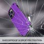 Husă durabilă cu spațiu pentru carduri și oglindă pentru iPhone 14 Pro Max - violet