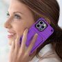 Husă durabilă cu spațiu pentru carduri și oglindă pentru iPhone 14 Pro Max - violet