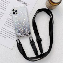 Husă transparentă cu paiete și curea reglabilă pentru iPhone 14 Pro - negru