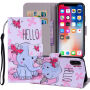 Husă flip pentru iPhone XS / iPhone X - elefant