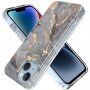 Husă cu sclipici din marmură pentru iPhone 14 Plus - gri