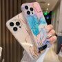 Husă din marmură lucioasă pentru iPhone 13 Pro Max - turcoaz