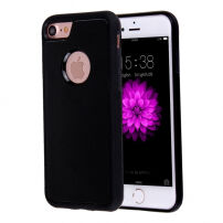 Carcasă adezivă antigravitaţională, pentru Apple iPhone 8 / 7, cu orificiu pentru logo Apple – neagră