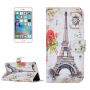 Husă flip tip portofel, cu stativ şi slot-uri de carduri, pentru Apple iPhone SE (2020/2022) / 8 / 7 - Turnul Eiffel desenat