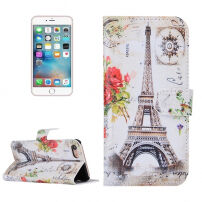 Husă flip tip portofel, cu stativ şi slot-uri de carduri, pentru Apple iPhone SE (2020/2022) / 8 / 7 - Turnul Eiffel desenat