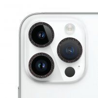 Sticlă securizată cu ramă strălucitoare pentru a proteja obiectivele camerei foto pentru iPhone 14 Pro / 14 Pro Max - negru