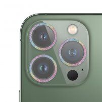 Sticlă securizată cu ramă strălucitoare pentru a proteja obiectivele camerei foto pentru iPhone 13 Pro / 13 Pro Max - curcubeu