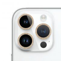 Sticlă securizată cu ramă strălucitoare pentru a proteja obiectivele camerei foto pentru iPhone 14 Pro / 14 Pro Max - auriu