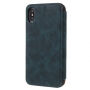 Husă flip vintage, pentru iPhone XS / iPhone X - verde-albastru