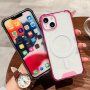 Husă transparentă cu ramă colorată și MagSafe pentru iPhone 13 Pro Max - albastru