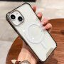 Husă transparentă cu ramă colorată și MagSafe pentru iPhone 14 Pro Max - gri