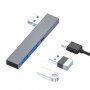 Hub / adaptor USB 2.0 la USB 2.0 / USB 3.0 / USB-C pentru MacBook - argintiu
