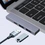 Hub / adaptor USB 2.0 la USB 2.0 / USB 3.0 / USB-C pentru MacBook - argintiu