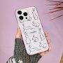 Husă transparentă mată cu model iepuri abstracți pentru iPhone 14 Pro - violet