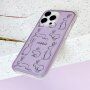 Husă transparentă mată cu model iepuri abstracți pentru iPhone 13 Pro Max - violet